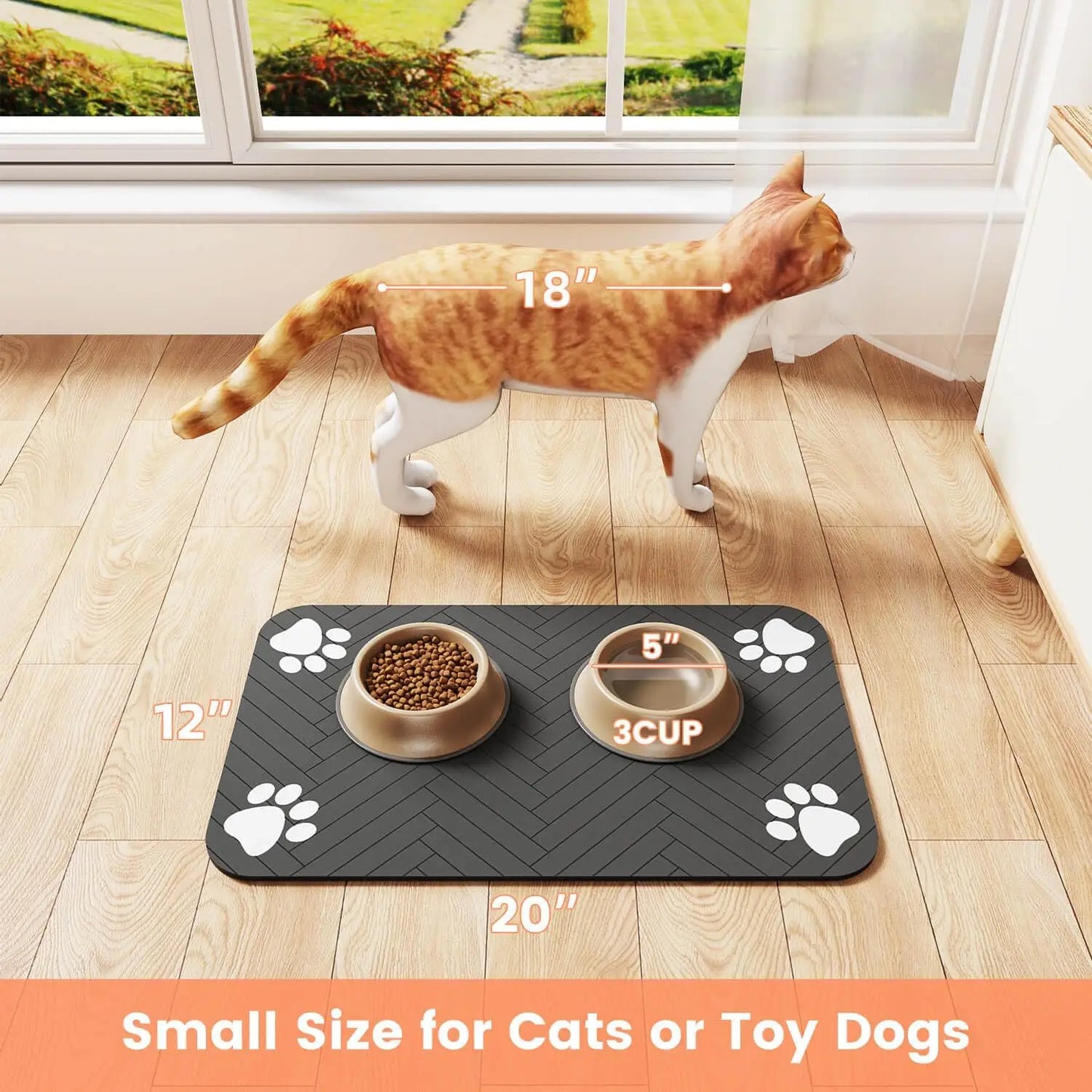 Absorbent Placemat for Food and Water Bowl